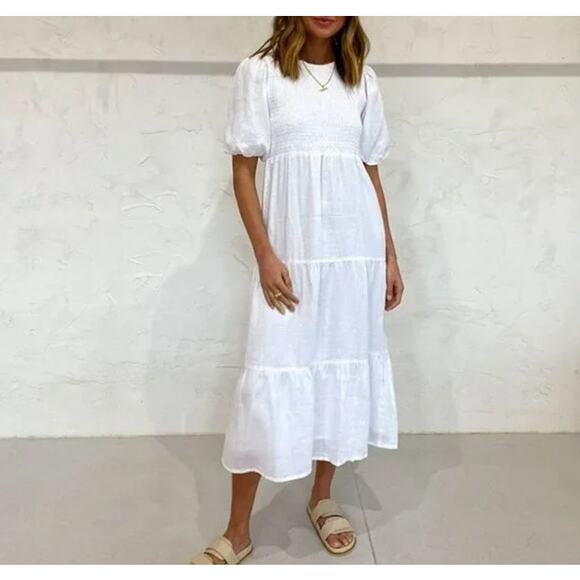 Faithfull the Brand Alberte Linen Midi Dress Size 6 / M - Picture 1 of 16